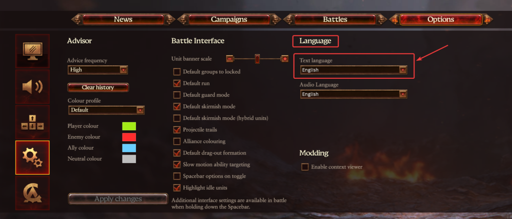 Changer la langue ici résoudra le problème de texte manquant de Total War Warhammer 3