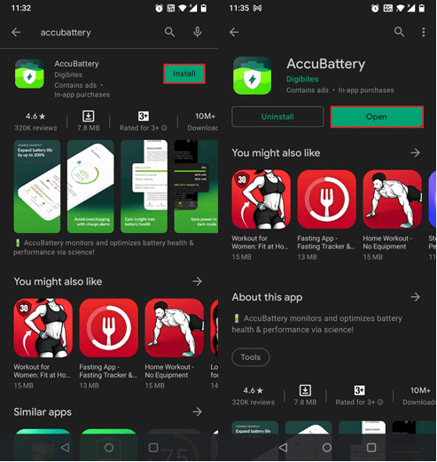 Application AccuBattery sur Google Play Store