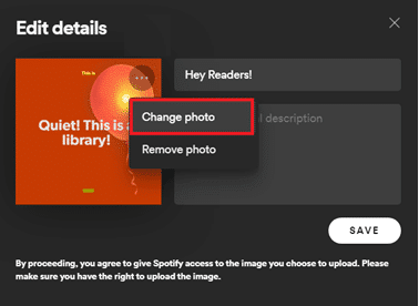 changer de photo dans les fenêtres de l'application spotify