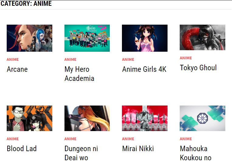 catégorie Anime