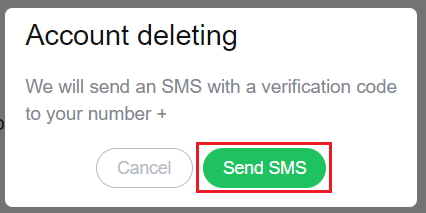 cliquez sur l'option d'envoi de SMS sur le site Web d'ICQ