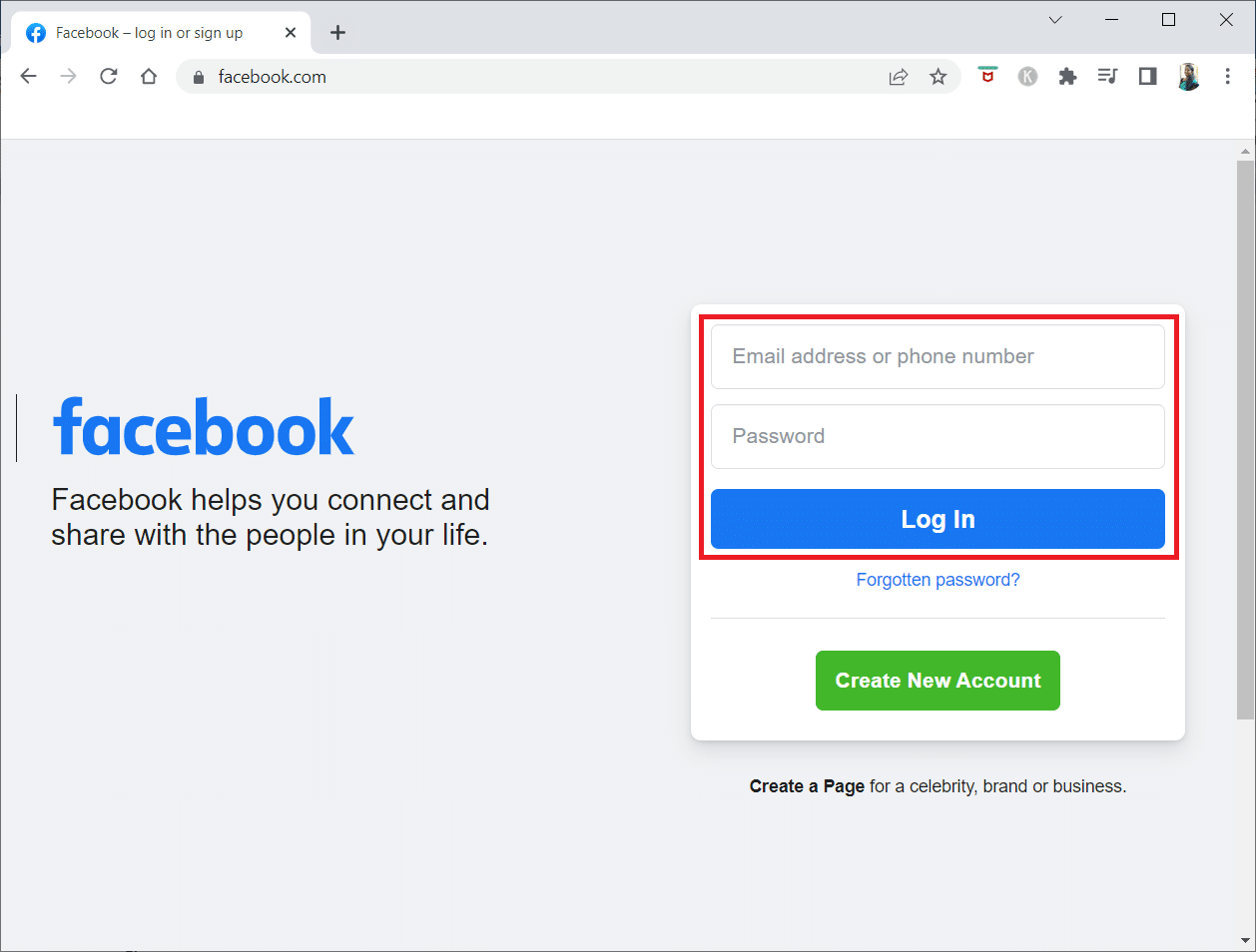 Saisissez les identifiants de connexion et connectez-vous à votre compte.  Comment désactiver les notifications de la place de marché Facebook