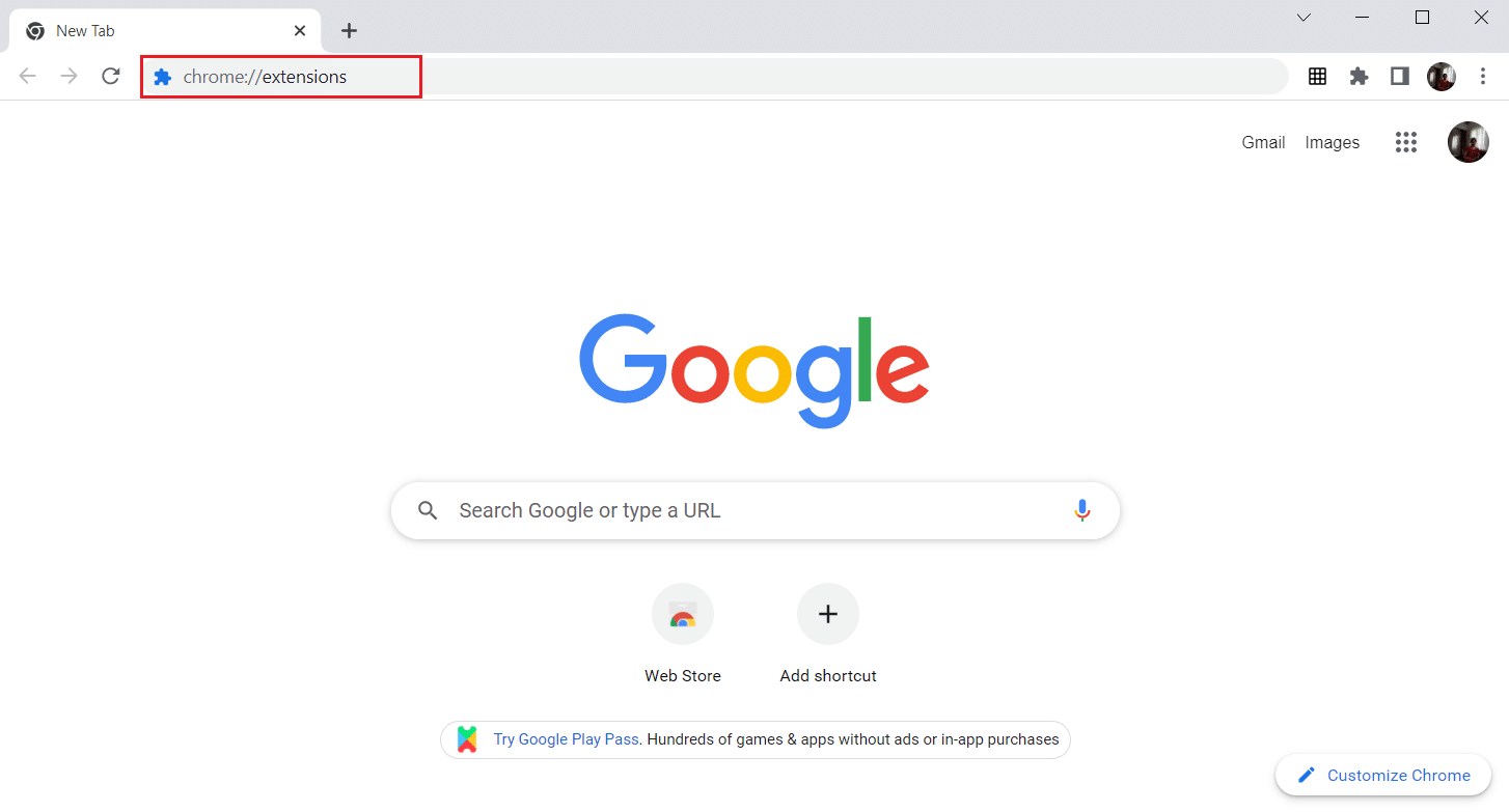 Ouvrir la page des extensions Chrome