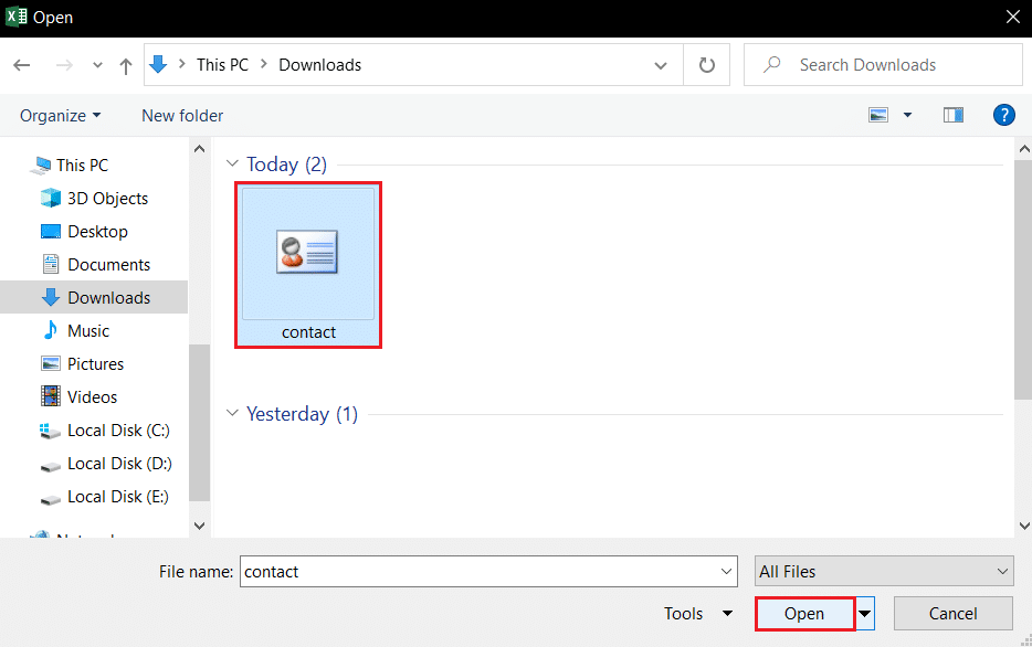 ouvrir le fichier cvf dans ms excel.  Comment modifier le fichier VCF sur Windows 10