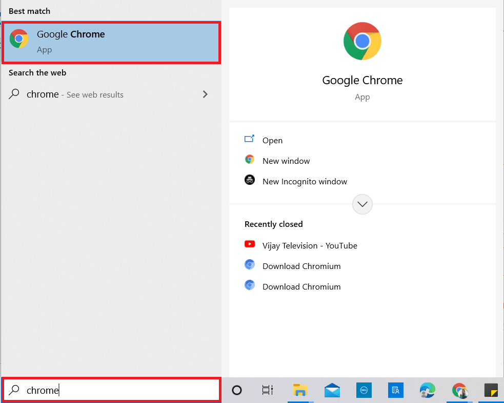 Appuyez sur la touche Windows.  Tapez Chrome et ouvrez-le