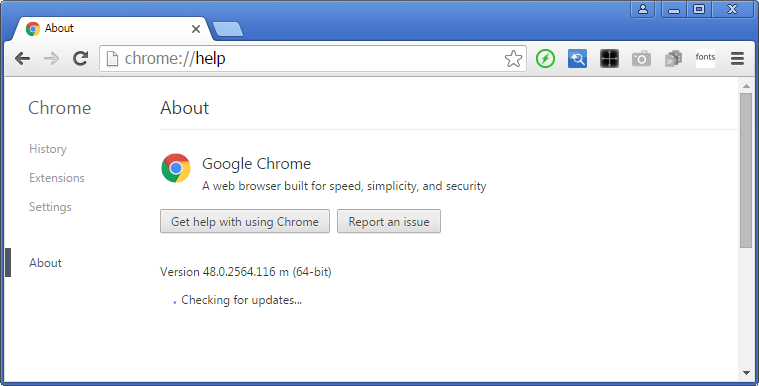 Chrome vérifie les mises à jour