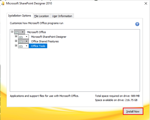 Cliquez sur le bouton Installer maintenant pour télécharger Microsoft Office Picture Manager 