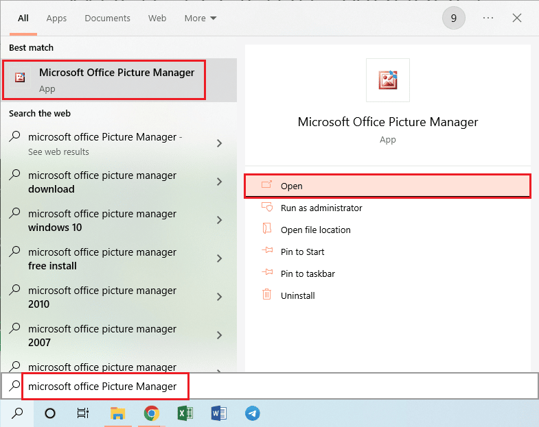 lancer l'application Microsoft Office Picture Manager |  Télécharger Microsoft Office Picture Manager sur Windows 10