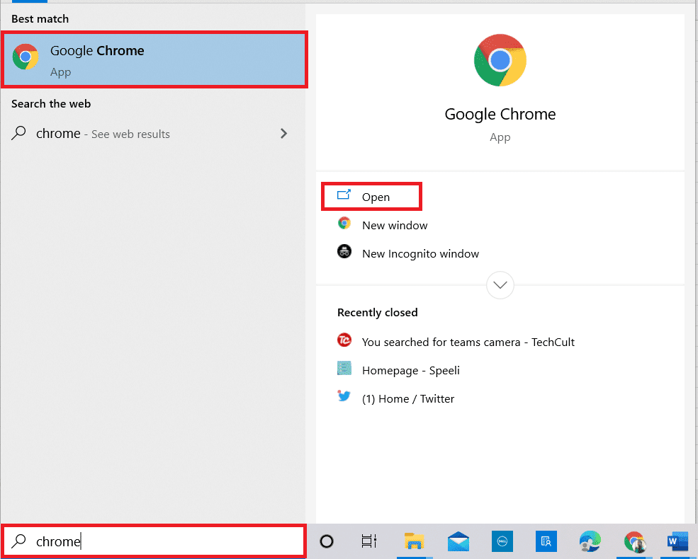 Ouvrez Google Chrome