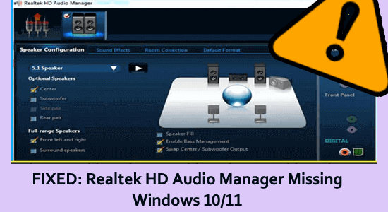 Gestionnaire audio Realtek HD manquant